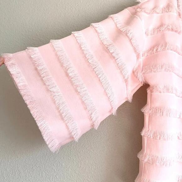 Cupio Top Womens Size Large Salmon Pink Long Sleeves Ruffles Casual Blouse NWT - Picture 7 of 10